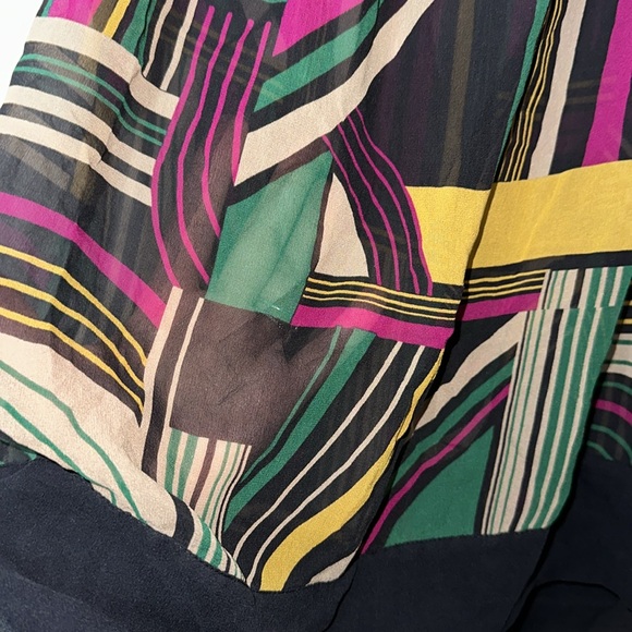 Guess 100% Silk Sheer‎ Blouse Women's Medium Multicolored - Picture 3 of 6